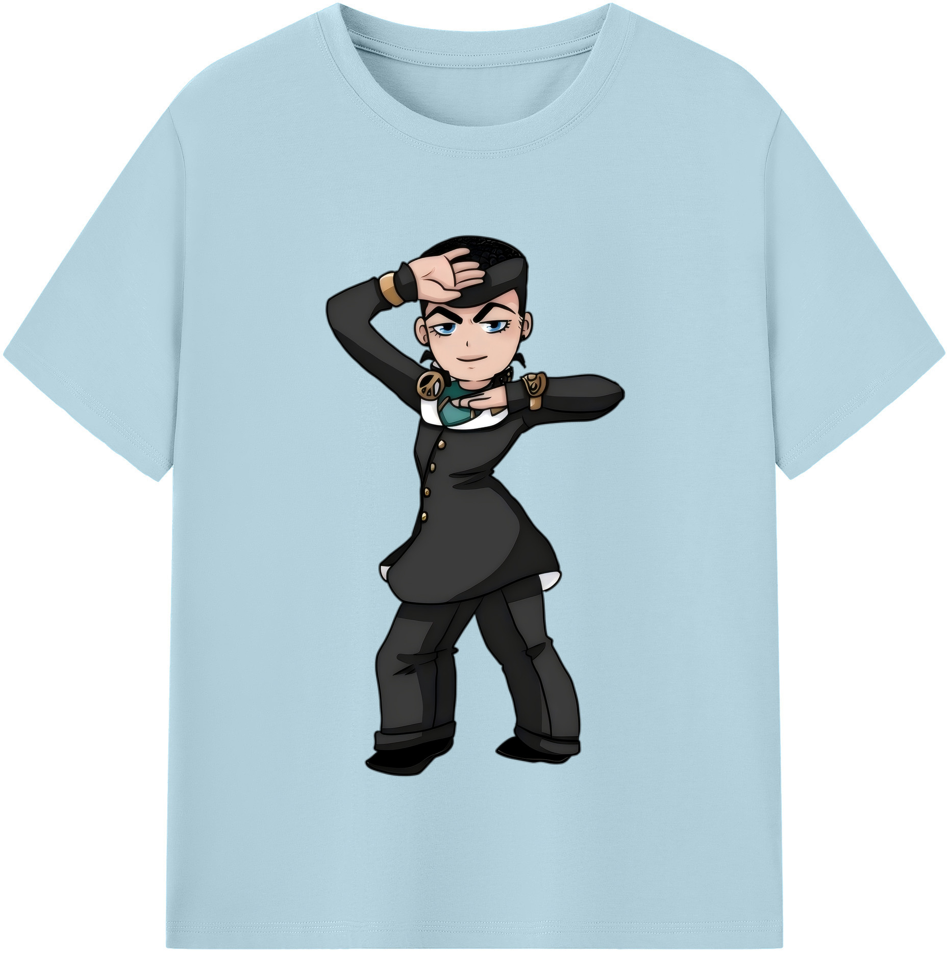 （画像用） ジョジョの奇妙な冒険 ひがしかた じょうすけ JoJo's Bizarre Adventure Higashikata Josuke 綿100％半袖Tシャツ（フロントプリント）